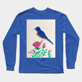 New York state bird and flower, the bluebird and rose Long Sleeve T-Shirt